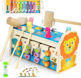 Symiu Giochi Bambini 1 Anno Gioco Bambino Cubo Multiattivita Legno Giochi Neonato Educativi Giochi in Legno 3 in 1 Xilofono Bambini Strumenti Musicali Acchiappa La Talpa Regalo Bimba Bimbo 1 2 3 Anni