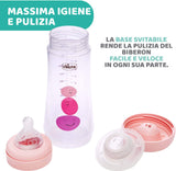 Chicco PERFECT 5 Biberon Anticolica 300 Ml, Biberon Flusso Veloce 4 Mesi + Con Tettarella in Morbido Silicone, Biberon Biofunzionale Con Intui-Flow System Da 300 Ml, Rosa