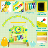 Arkyomi Girello per Bambini 3In1 Legno Carrellino Primi Passi Carrello Ruote Frenate Montessori Gioco Primi Passi per Bambini Con Centro Attività per Bambina Maschio