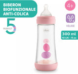 Chicco PERFECT 5 Biberon Anticolica 300 Ml, Biberon Flusso Veloce 4 Mesi + Con Tettarella in Morbido Silicone, Biberon Biofunzionale Con Intui-Flow System Da 300 Ml, Rosa